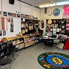 Indigenous room full of indigenous art, drums, and décor.